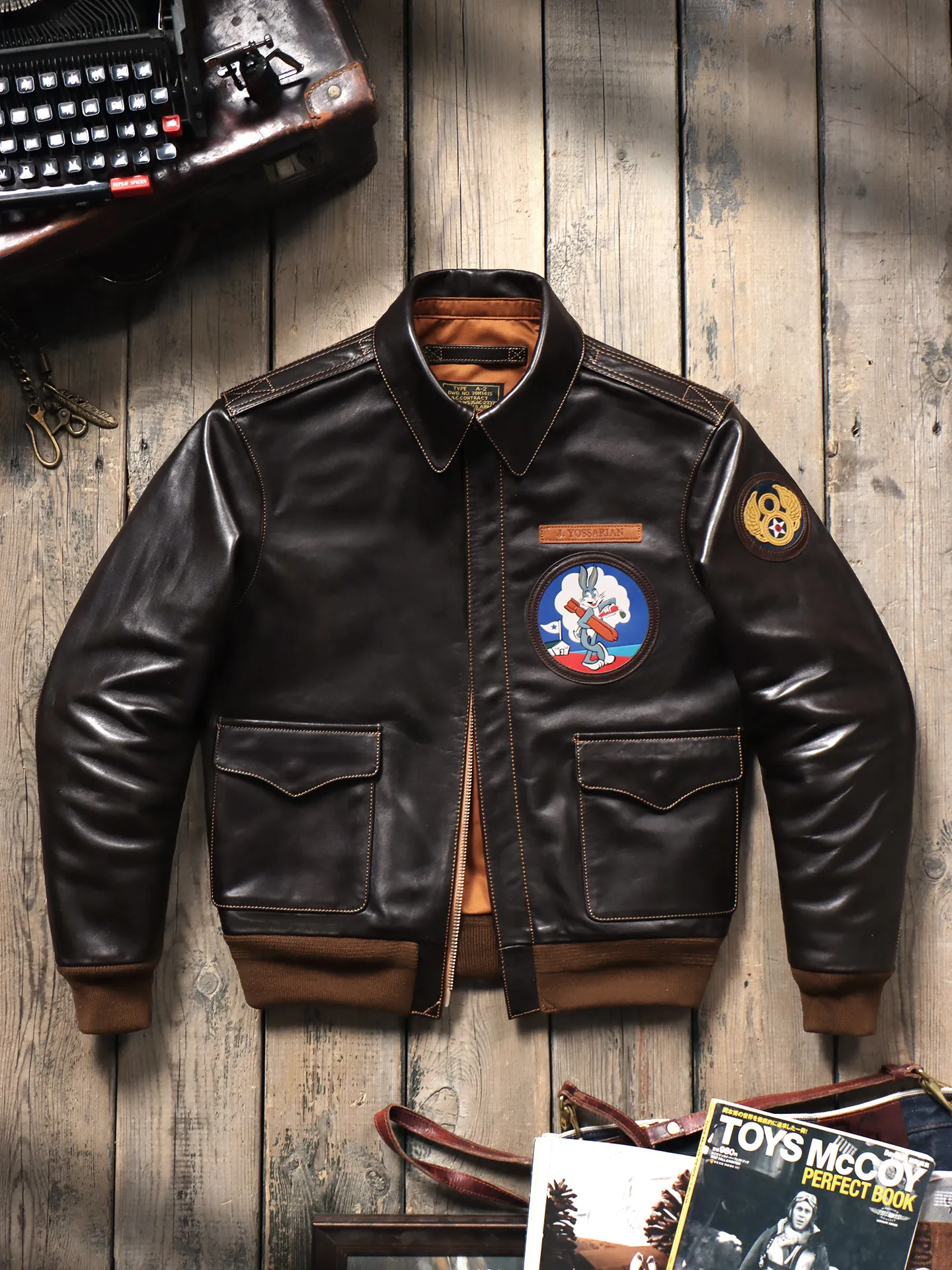 Tailor Brando Men's Brown Horsehide A2 Aviator Jacket