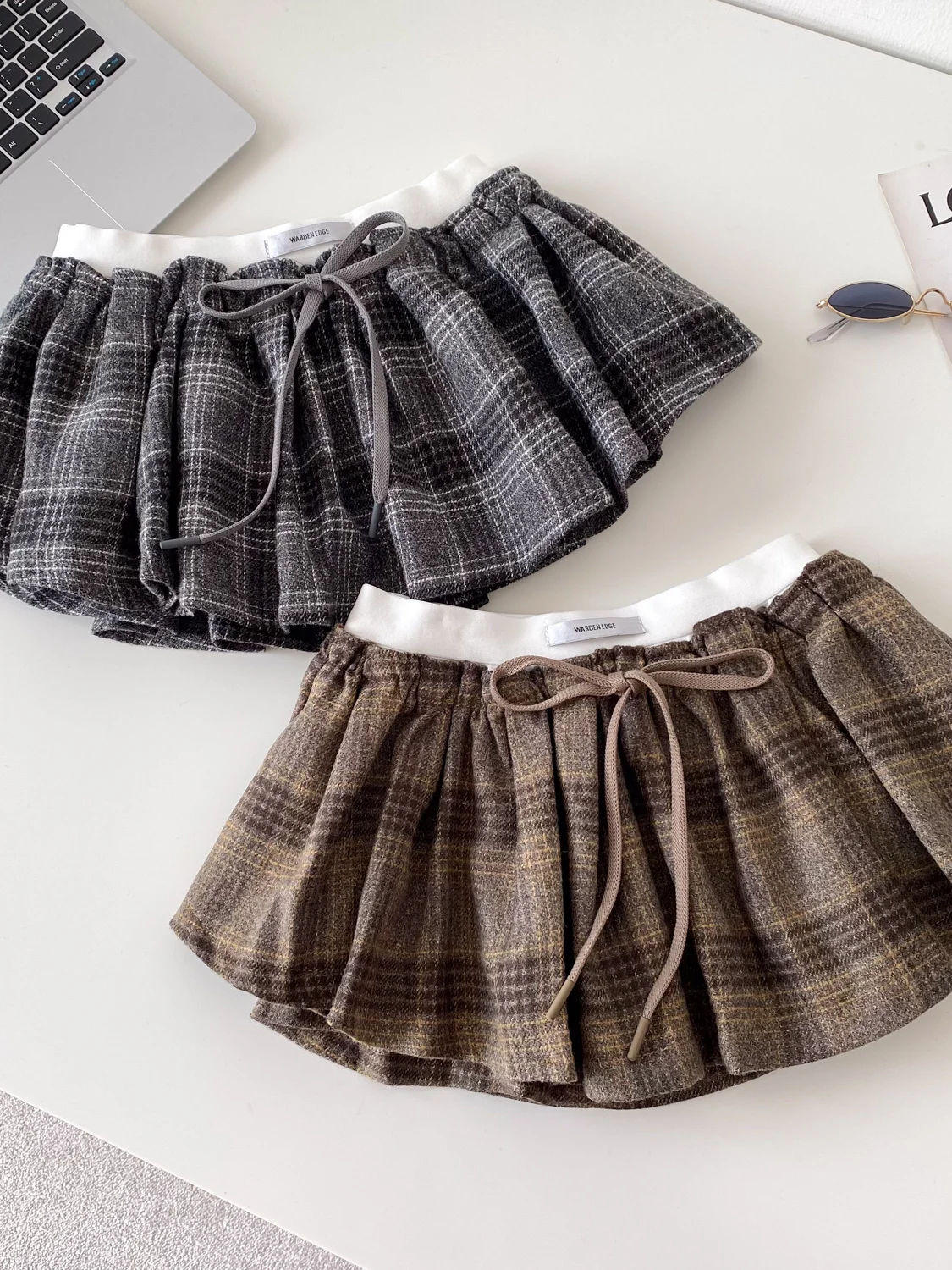 

Retro American Plaid Splice A-Line Dstring f Skirt Women's Spring Summer High Waist Belted ort Skirt Commute Sexy Sle