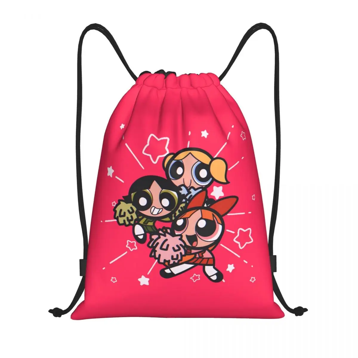 

Custom The P-PowerPuffs Girls Drawstring Bags Women Men Foldable Gym Sports Sackpack Cartoons Training Backpacks