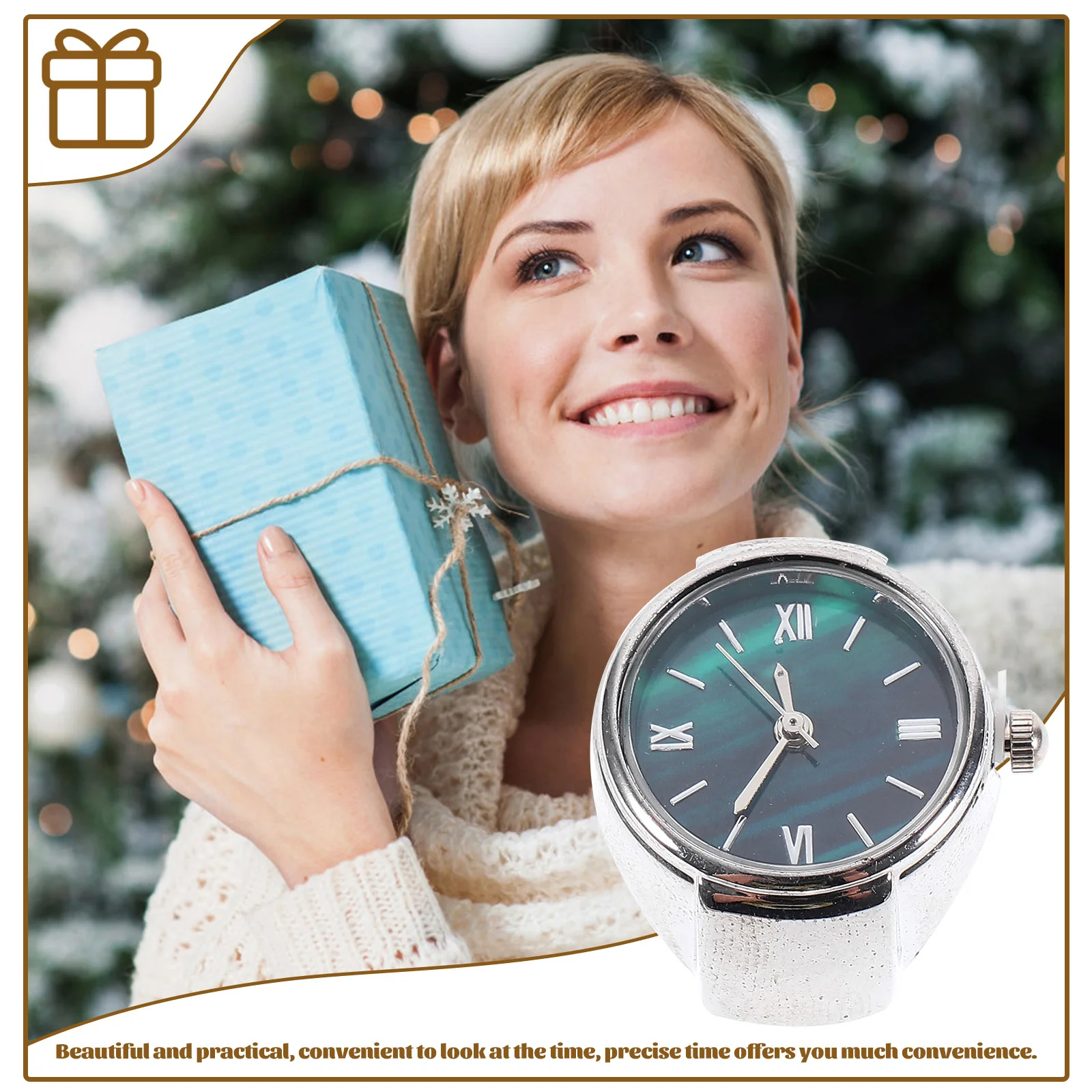 Мини-зеленые часы на палец с римскими цифрами, легкий дизайн из цинкового сплава, практичные часы для женщин и мужчин, вечеринка по случаю дня рождения