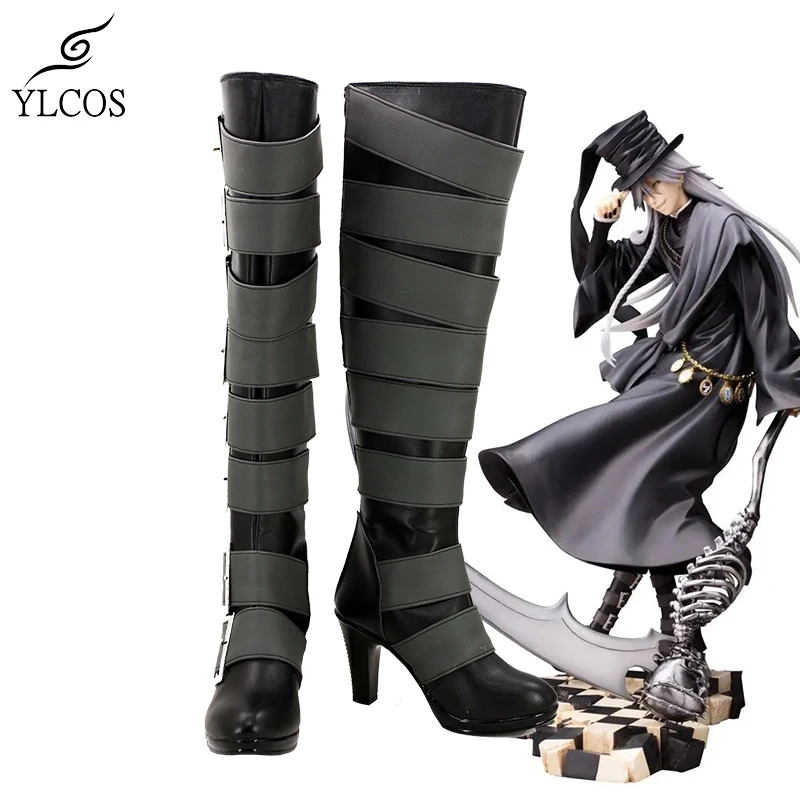 

Anime Black Butler Kuroshitsuji Under Taker High Boots Cosplay Halloween Party Shoes Custom Made