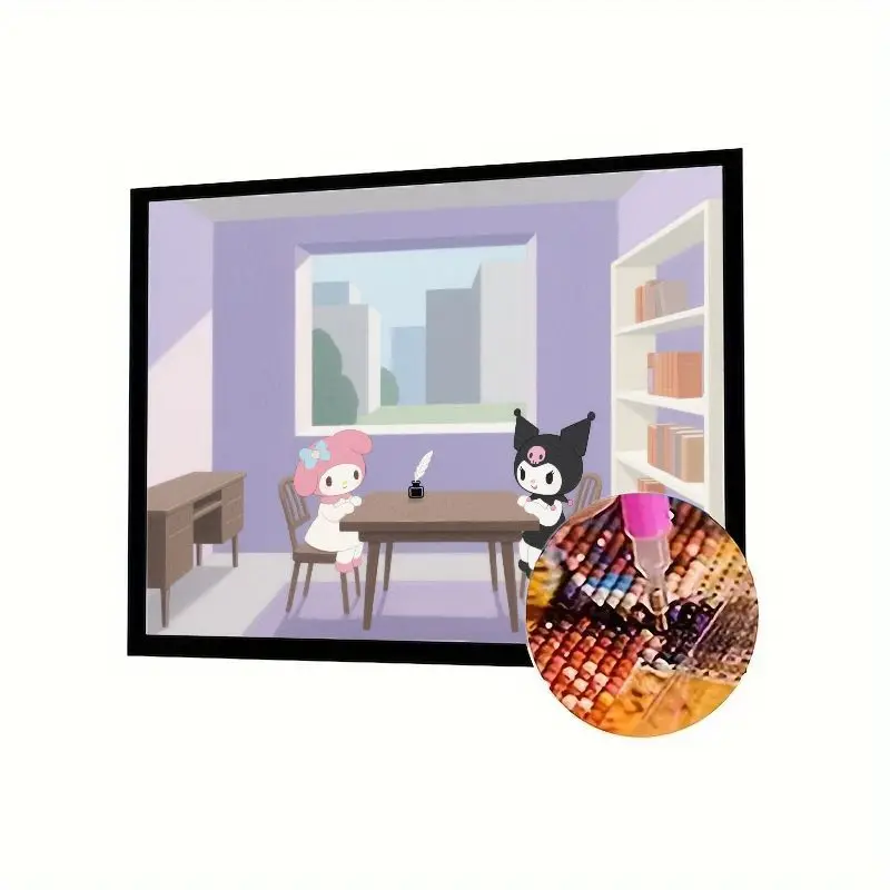 

1 шт. Sanrio My Melody & Kuromi Study Session, набор для алмазной живописи - полная дрель 5D DIY, вышивка стразами, милый мультяшный пт