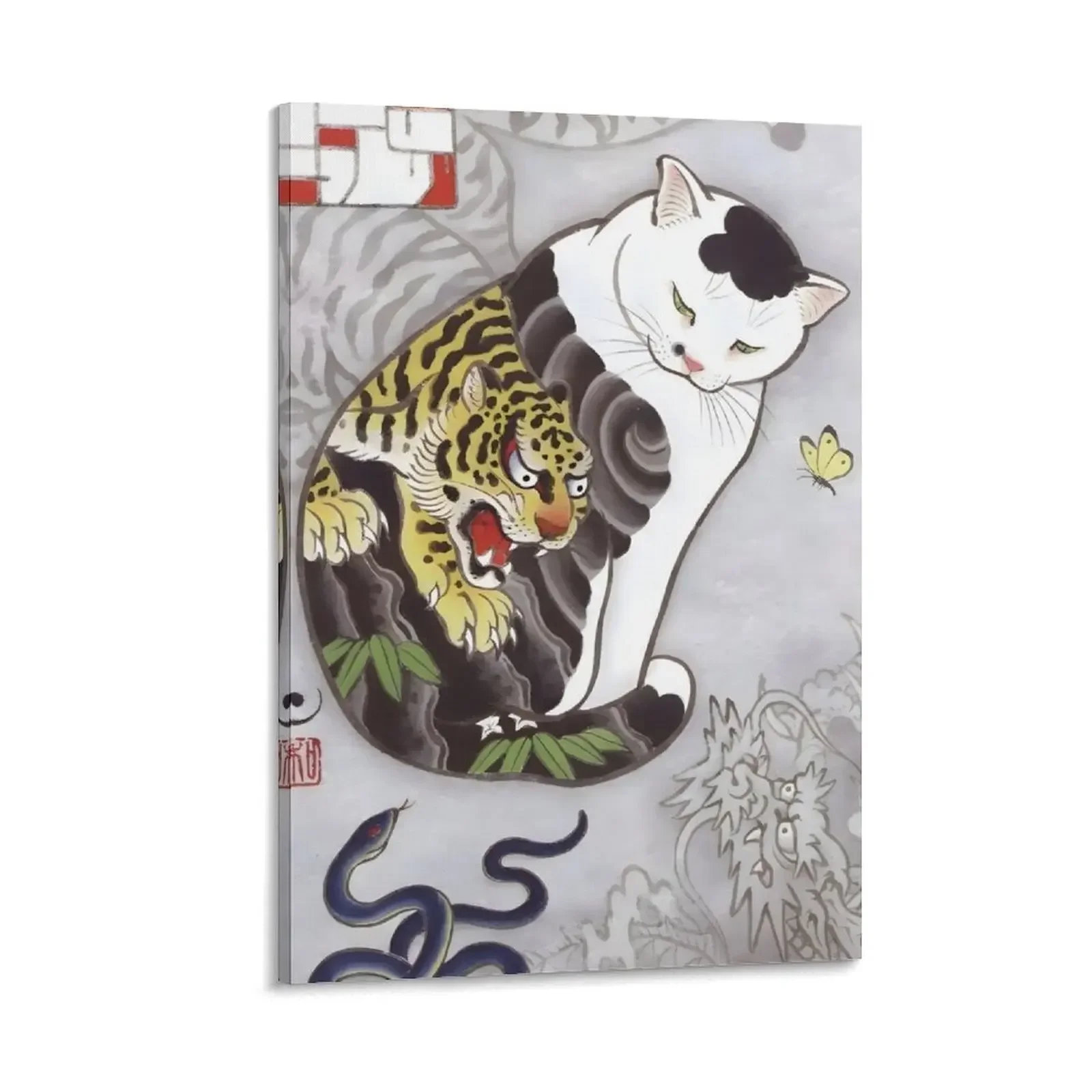 

Ukiyo e Cat Tiger Tattoo Canvas Painting anime room decor home decorations and organization home decor interior anime posters