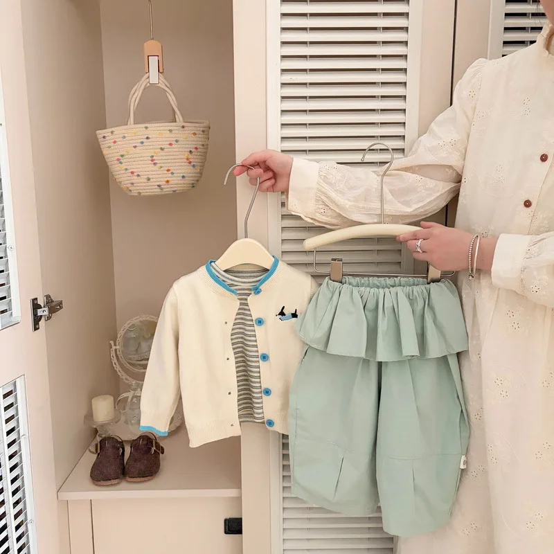 2026 Autumn New Children Casual Pants Solid Girls Simple Versatile Wide Leg Pants Cotton Baby Loose Trousers Kids Clothes