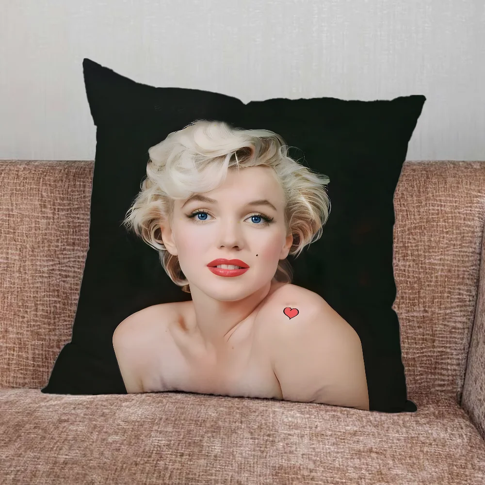 M-Marilyn Model M-Monroe Pillow Case For Home Bedroom Car Office Decoration Living Room Sofa Cushion Cover Suitable