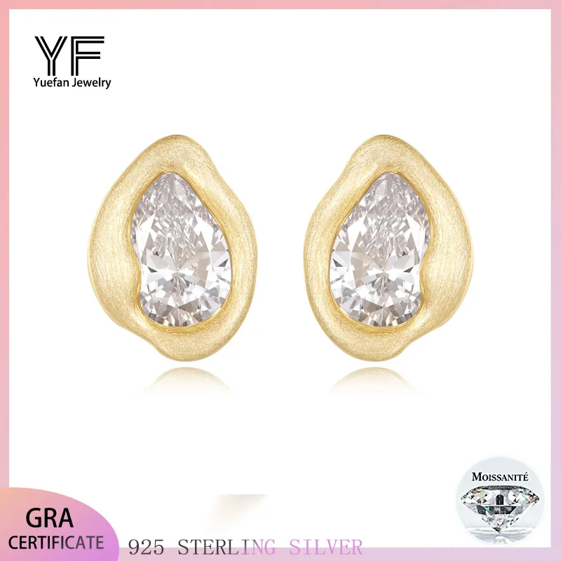 

925 sterling silver teardrop-shaped moissanite women's earrings, moissanite stud earrings with sparkling jewelry for women, brus