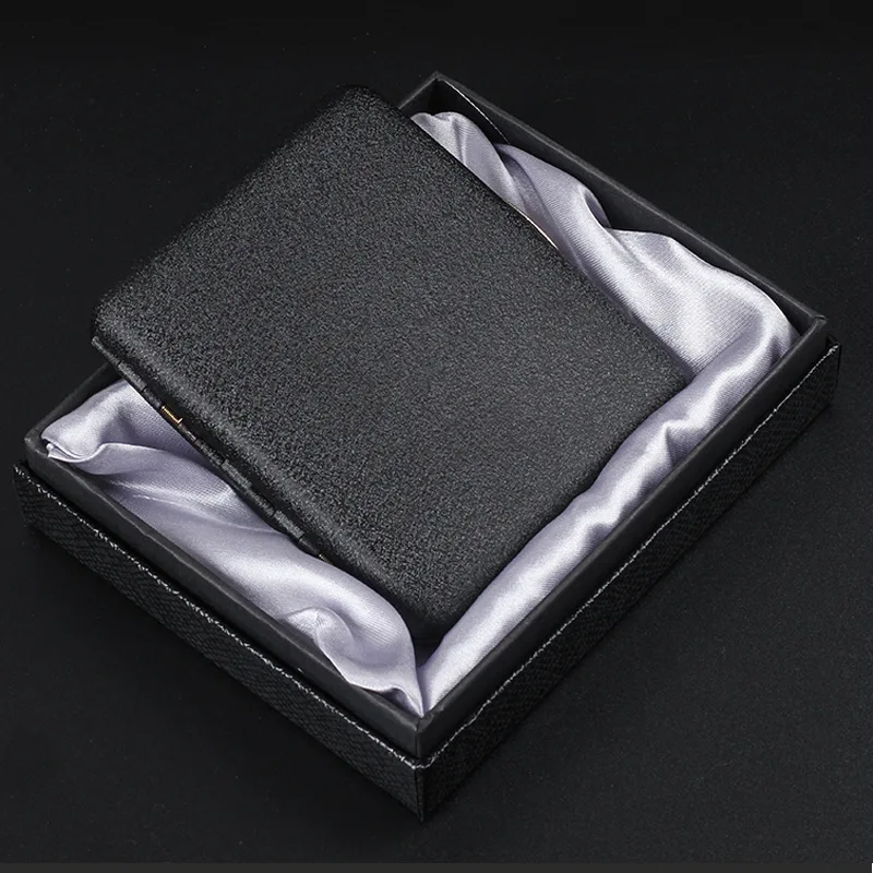 

Black Matte Cigarette Case Metal Clamshell Anti-Pressure Clip Open Retro Tobacco Scroll Box Case