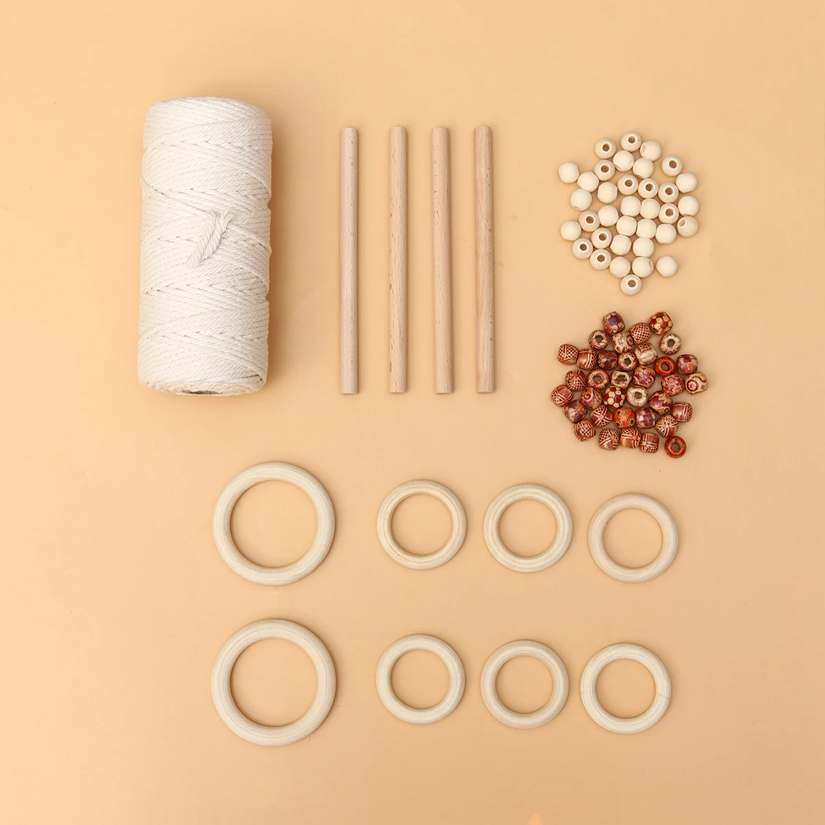 

Handmade Cotton Rope Kit Soft Texture Unique Home Decor Wall Hanging DIY Tapestry Weaving Gift Wooden Ring Practical Bamboo Bead