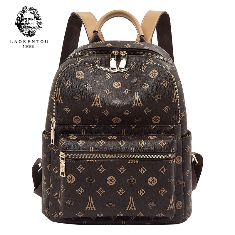 Luxury Monogram Large Capacity Double Shoulder Strap Backpack Bag for Women Commuting and Travel