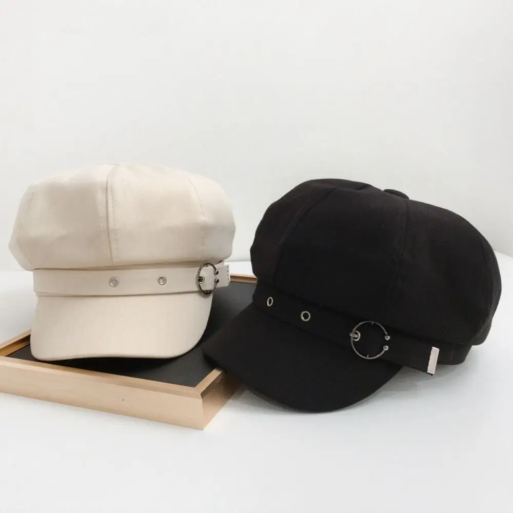 Women Beret Hat Fashion Pleated Octagonal Cap Autumn Winter Short Brim Newsboy Caps Korean Solid Girl Lady Painter Artist Hats