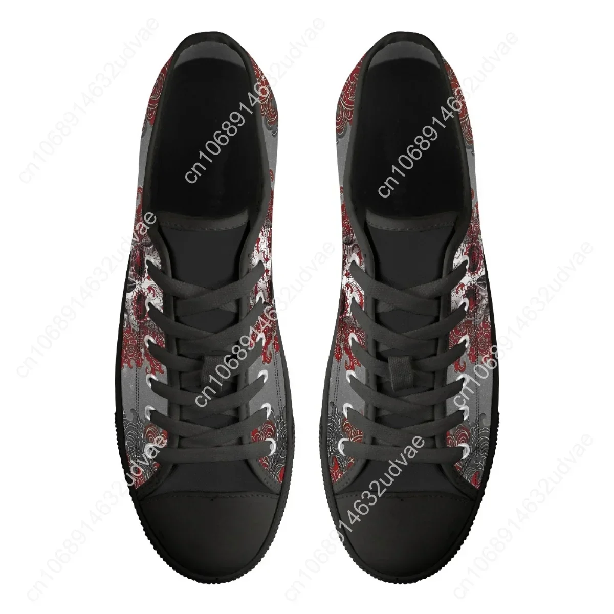 Gothic Skull Print Lace Up Vulcanized Shoes Breathable Casual Ladies Canvas Flat Shoes Teenager Fitness Light Running Sneakers