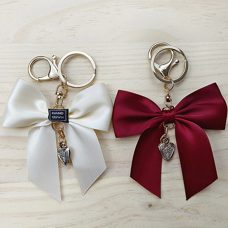 Ribbon Large Bow Keychain Gifts Women Phone Bag Silk Pendant Car Key Holder Jewelry Romantic Charm Ornament Sweet Bow Keychain