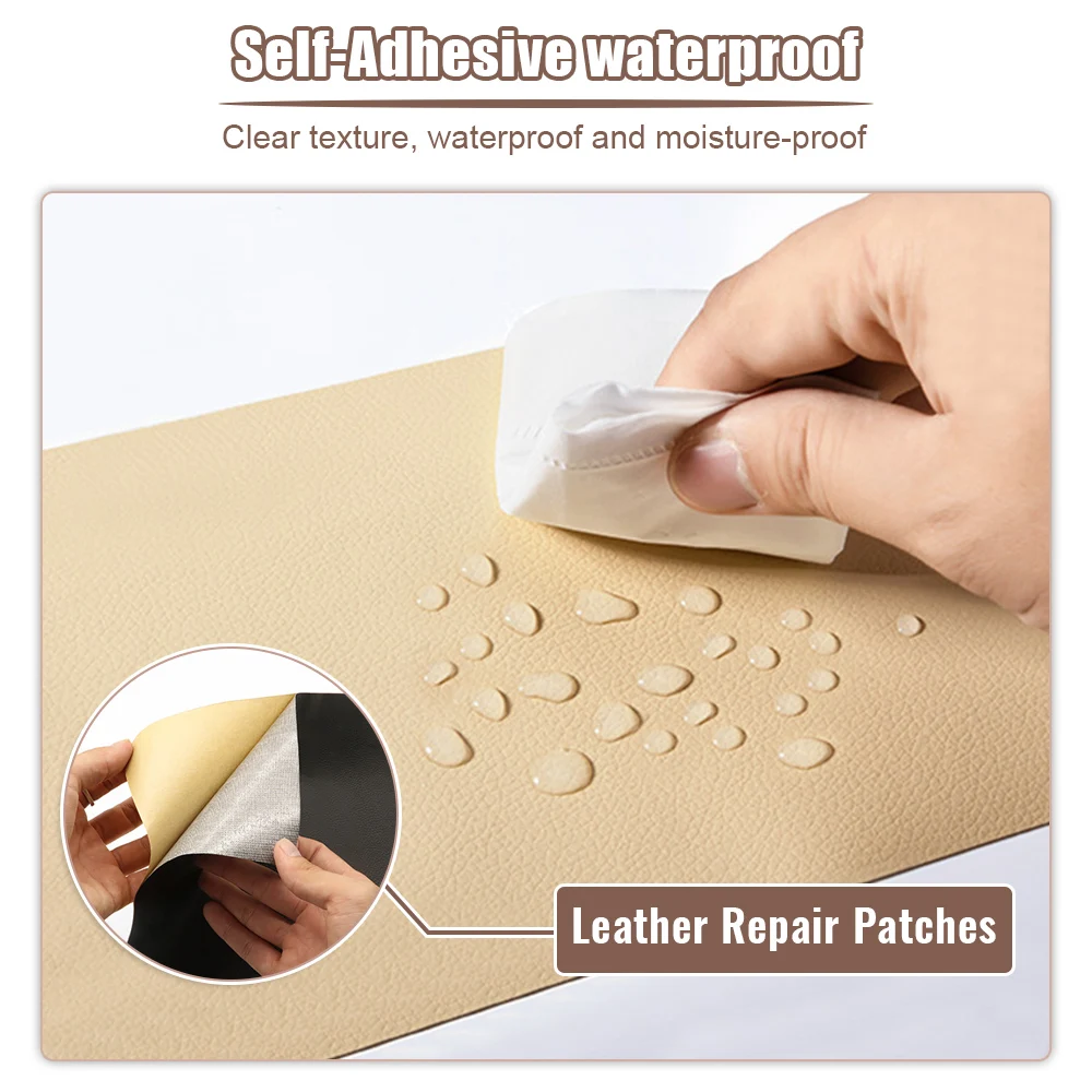 Parches de reparación de cuero autoadhesivos para asiento de coche, pegatina de tela de cuero, ropa, sofá, muebles, bolsa, Parche de cuero PU