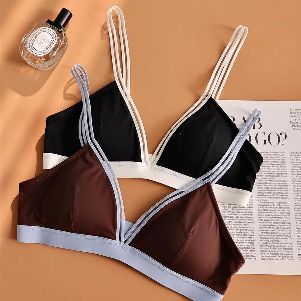 

Thin Triangle Cup Sexy Women Underwear Female Seamless Bra Girl Lingerie Small Breasts Push Up Wire Free Breathable