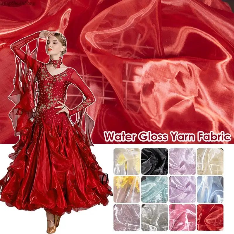 

Perspective Crystal Satin Fabric Floating Liquid Silky Metal Touch Stiff Fashion Designer Fabric For Sewing Dress Hanfu Material