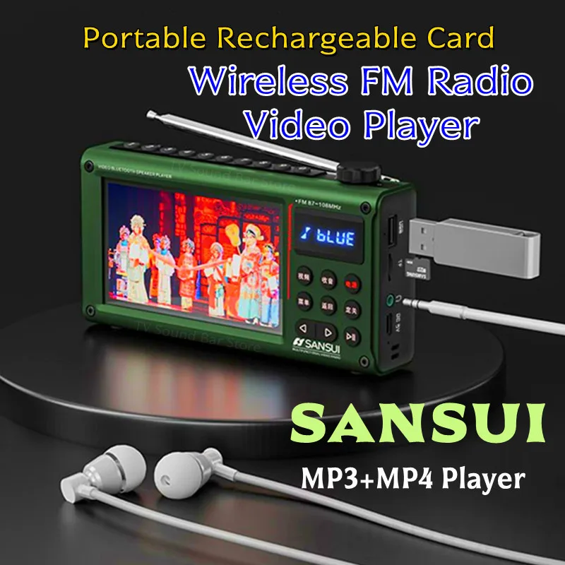

НОВИНКА Портативная перезаряжаемая TF-карта Беспроводные FM-радио HIFI Стерео Bluetooth-колонки Видеоплеер Музыкальный центр SANSUI F70/F69