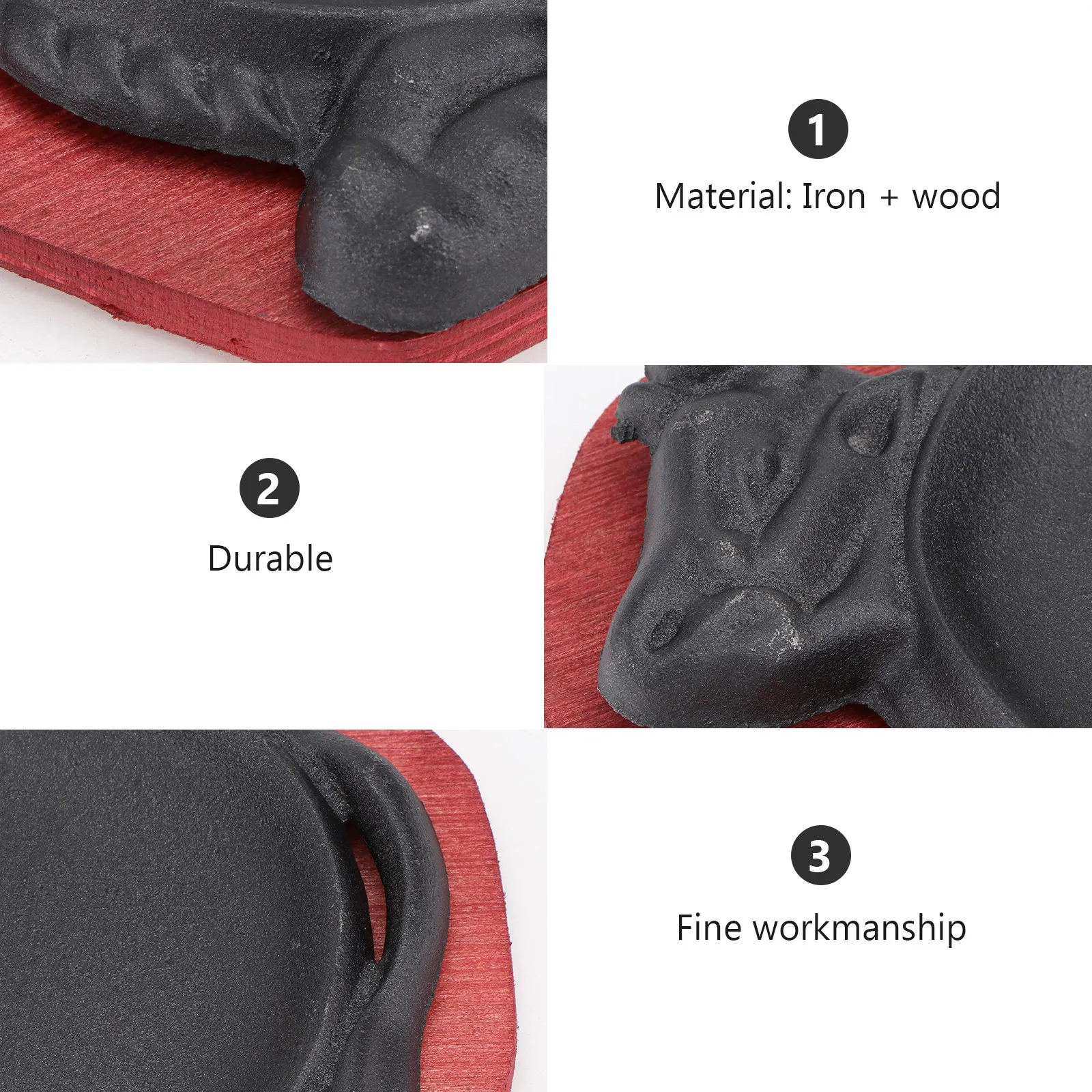 Picture 4: 1Pcs Cast Iron Beef Steak Plate Stain-Resistant Non-Stick Roasting Tray Bbq Barbecue Fry Pan Teppanyaki Baking Pan