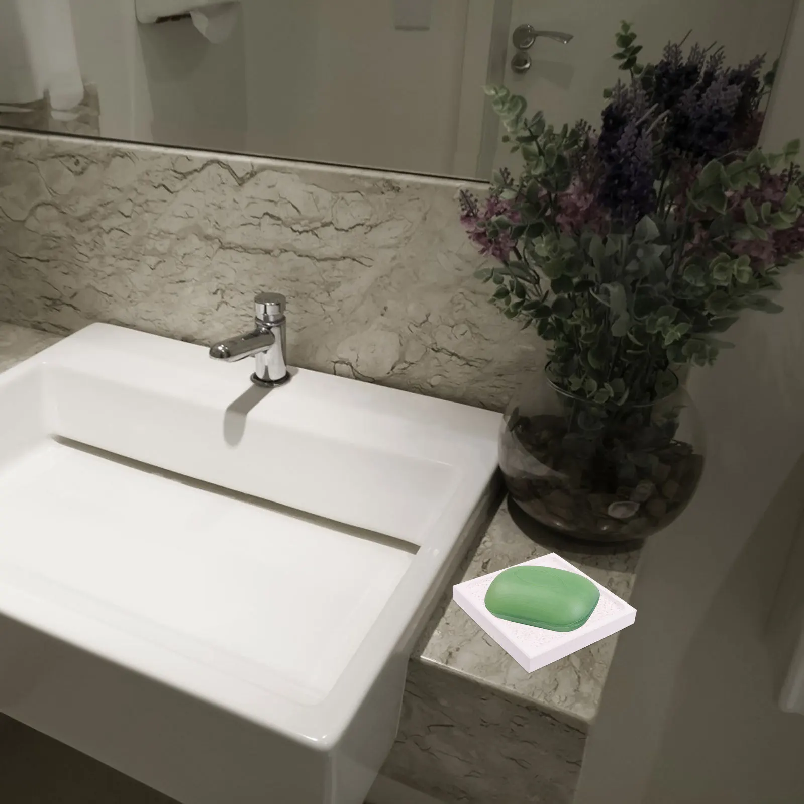 

Soap Box Tray Bathroom Dish Holder Diatomite Container Case for Absorb Water Hand