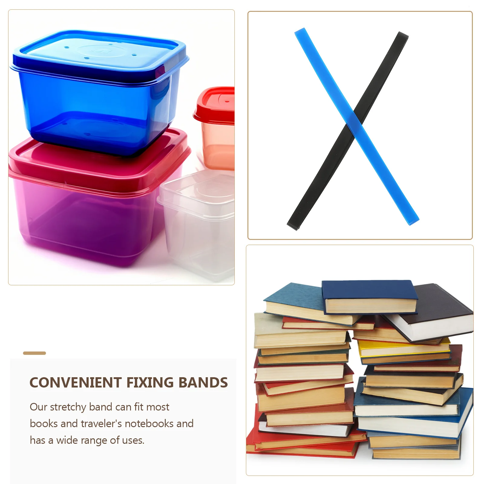 

8Pcs Flexible Silicone Bands Reusable Book Binding Straps Washable Stretchy Fixing Ties for Containers Towels Chairs Daily Use