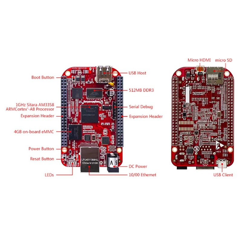 

Для BeagleBone Black промышленная одноплатная плата AM3358-A8 512 МБ компьютерная макетная плата DDR3L + 4 ГБ EMMC Board-A86Z