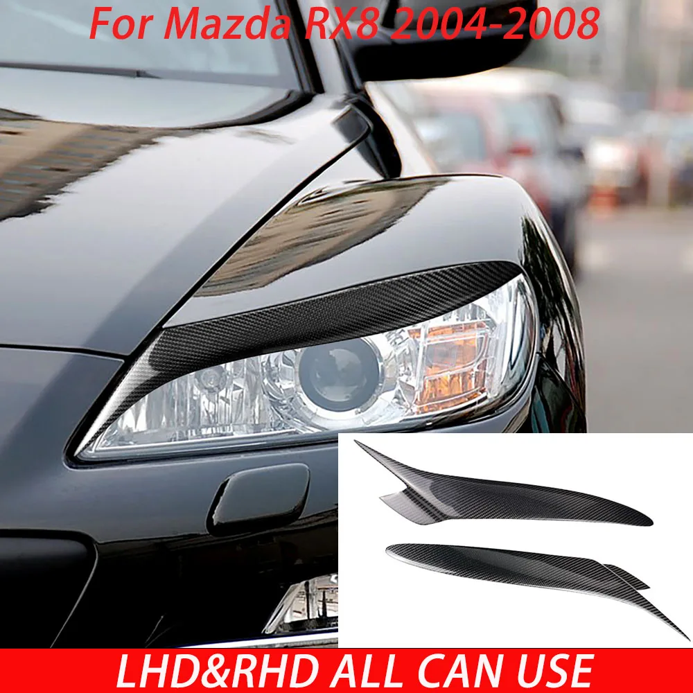 For Mazda RX8 2004 2005 2006 2007 2008 Carbon Fiber Lamp Eyebrows Cover Decorative Car Accessories Modification Gift Stickers