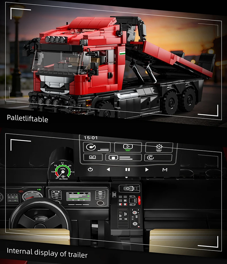 Technische Bausteine LKW-Sets Anhänger Autos Transportfahrzeug Kreative MOC Bauspielzeuge Geburtstagsgeschenke für Erwachsene 1728 Teile Modell – Detail 10