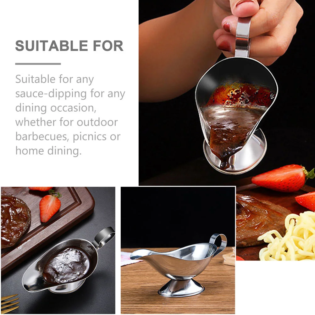 

3Pcs Sauce Cup Stainless Steel Gravy Boat with Convenient Handle for Pouring Sauce Condiment Bowls Home Restaurant