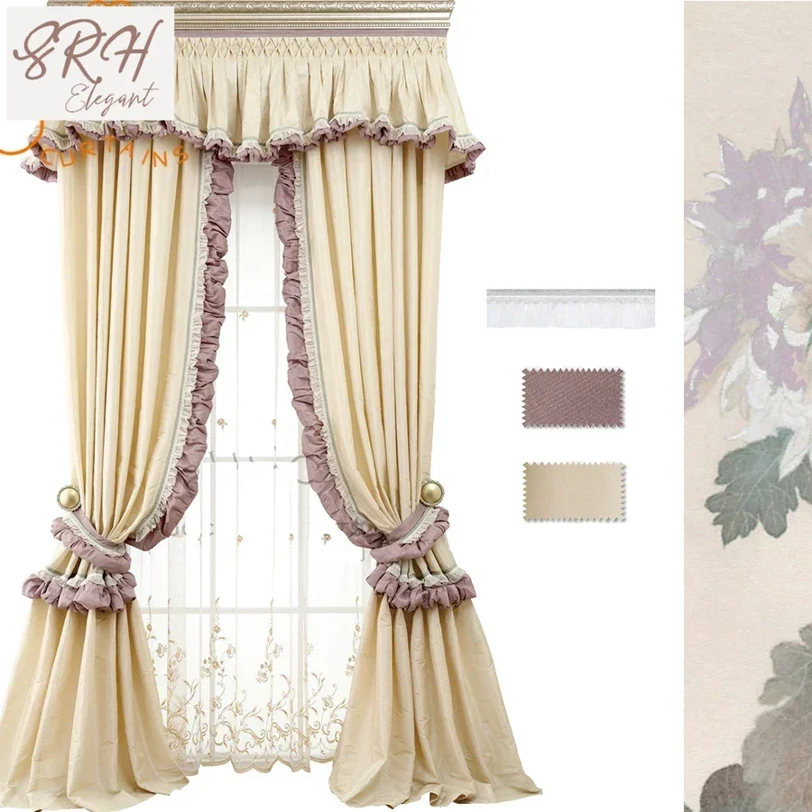 High-end French Curtains, Princess Imitation Luster Luxury Curtains, Blackout Curtains For Living Room Bedroom Curtains Finished