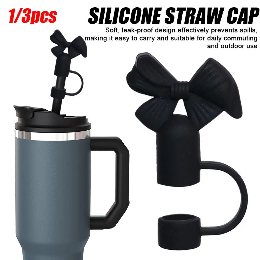 Silicone Straw Cap With Bowknot Design Leak-Proof Straw Cover For Tumblers Cups Reusable Straw Accessory For Daily Travel U Q8A1
