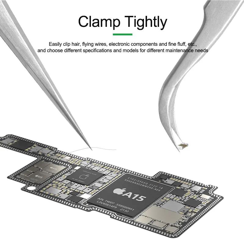 RELIFE TS-11 TS-15 Wartungspinzette mit hoher Härte, antistatisch, gerade, gebogen, für Telefon, CPU, IC, Reparaturklammern, Handwerkzeug – Detail 4