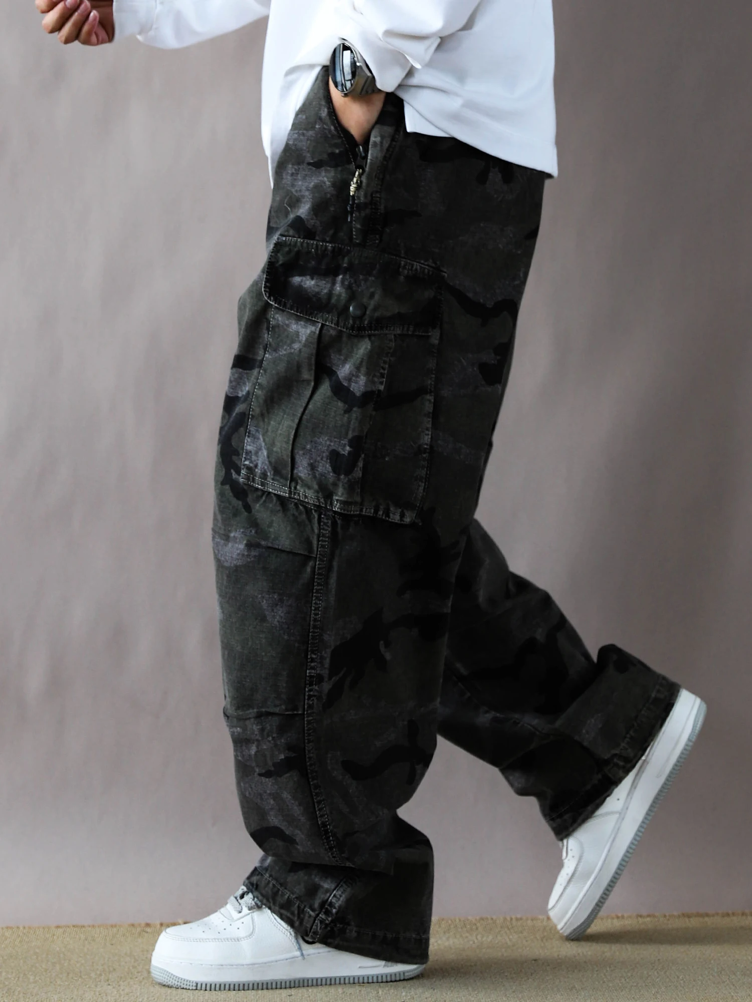 

American Retro Camouflage Work Pants Men's ey Loose Casual Large Size Long Trousers Spring Autumn New Sle Faion Brand