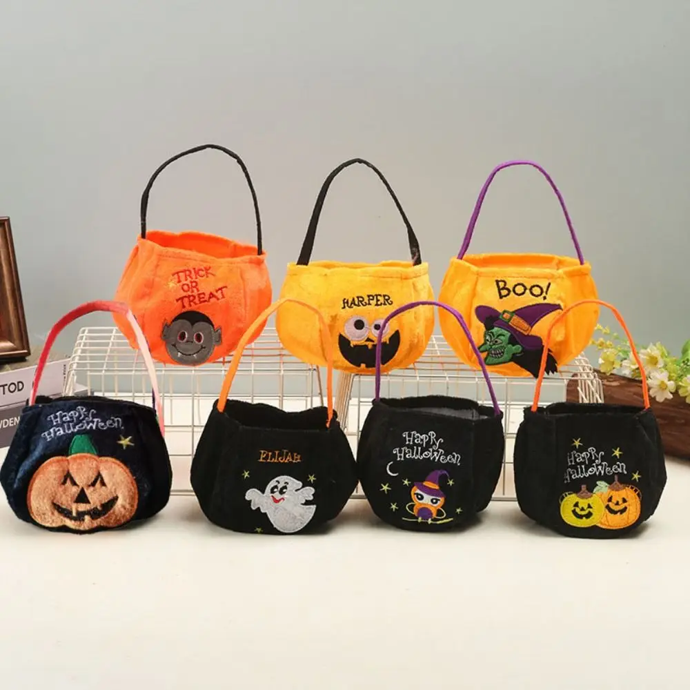 

Cute Cloth Halloween Candy Bag Trick Or Treat Ghost Gift Basket Shoulder Bag Handbag Storage Bucket Pumpkin Candy Bag Children