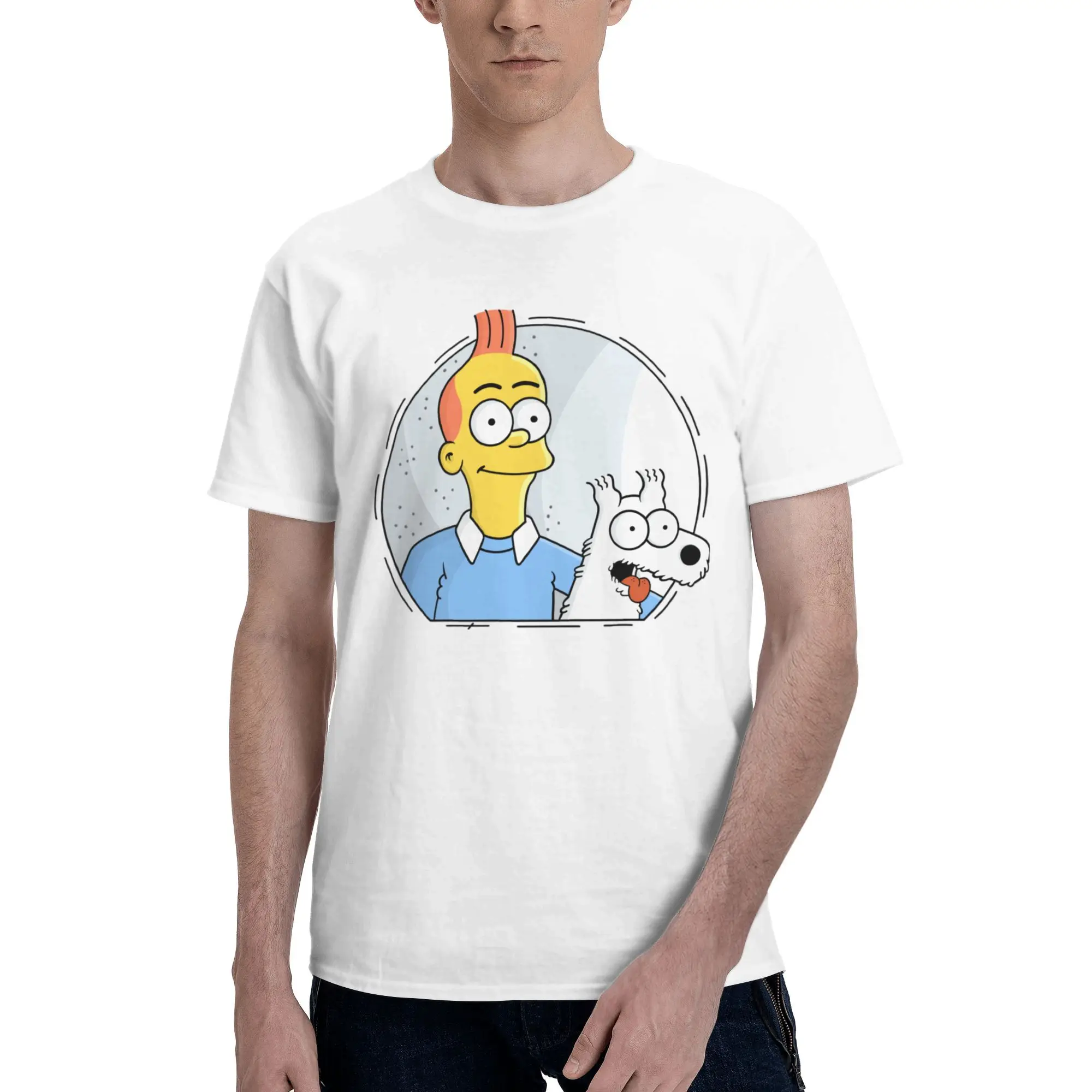 مخصص موضة S-Simpsoned الكلب تي شيرت الرجال تي شيرتات قصيرة الاكمام عادية المحملة 100% القطن سليم صالح بلايز ميرش