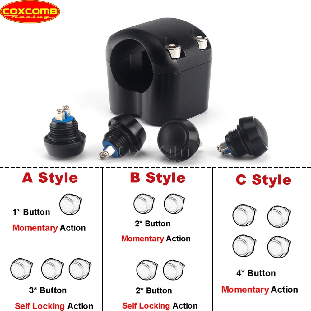 Motorcycle Self-Return Self-Locking Button Momentary Latching Switch For Yamaha Vmax Virago Venture VStar Stratoliner Royal Star