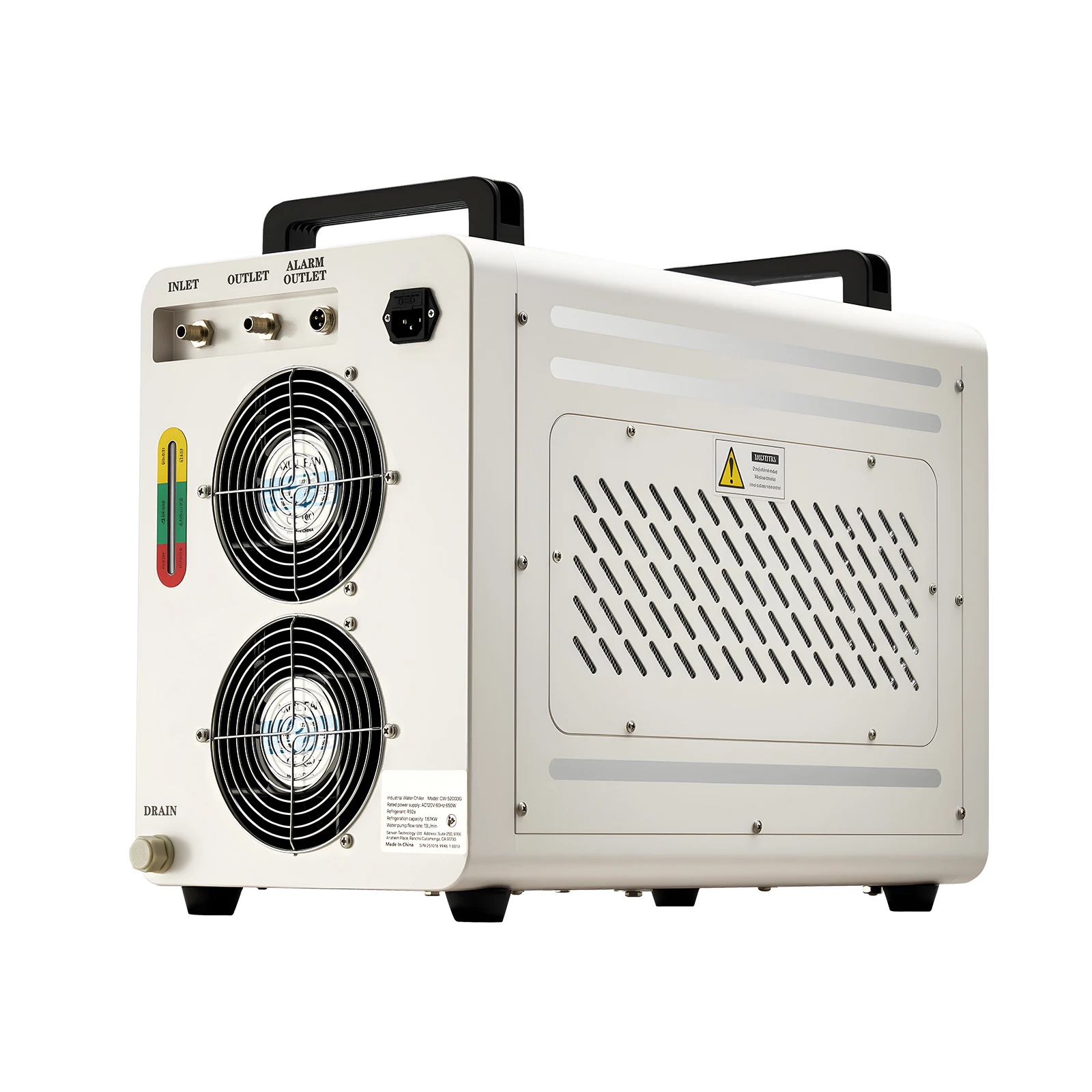 SucceBuy Industrial Water Chiller 5460BTU/h 1.8 Gal Tank Capacity 3.4 /4.2 GPM Max Flow for CO2 Laser Engraving &Cutting Machine