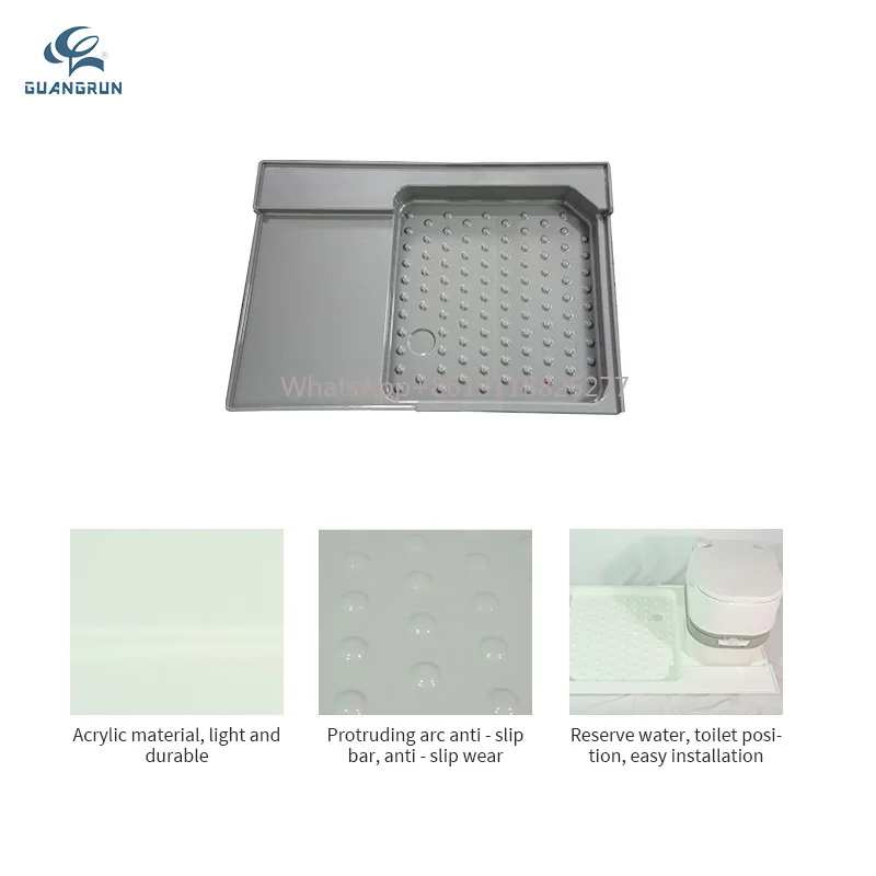 ABS material acrylic surface bathroom shower tray for RV motorhome caravan campervan boat yacht cabin Grey White for choice