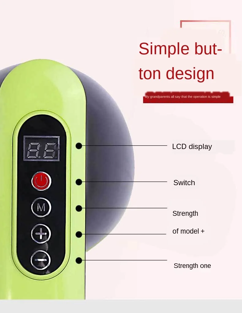 Massage Stick Pushing-Flat Machine Massager Push Small Household Massager Head Waist Back Shoulder Neck Relax Device