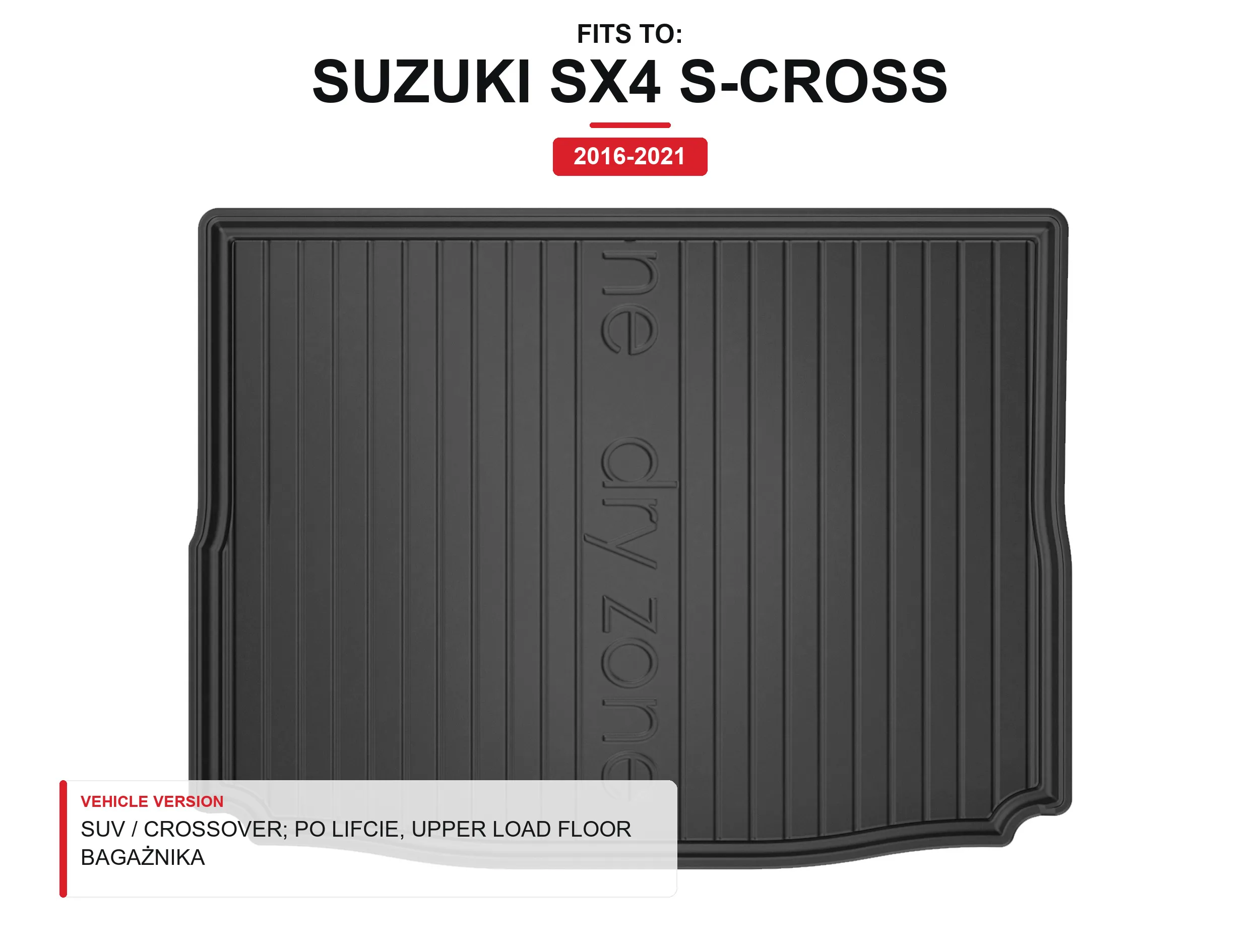 Tpe Dryzone kofferbakmat voor: Suzuki Sx4 S-Cross 2016-2021 SUV