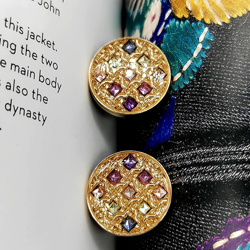 

18/23MM Colorful Rhinestone Metal Shank Buttons Of Clothing High Quality Fashion Luxury Decor Round Sewing Button For Needlework