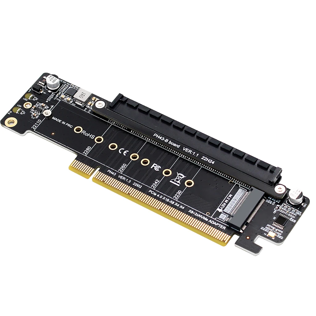 PCIE4.0 X16 إلى X8 + X4 + X4 الفاصل محول بطاقة ل M.2 NVME 2230-22110 SSD / SFF-8639 بطاقة PCI-Express 4.0 التوسع الناهض بطاقة