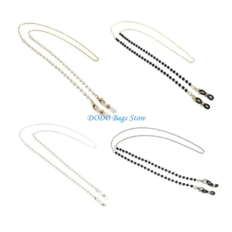 

Gothic Elegant Glasses Chain with Pearls Accent for a Mysterious Look for Party Celebration Unisex Design