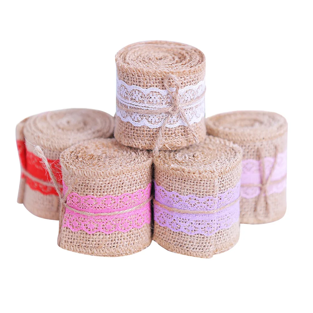 

5Rolls LinenRibbon Ecofriendly DIYStrips GiftPacking Bowknot Craft WeddingDecoration Tablecloth H madeArt SewingSupplies