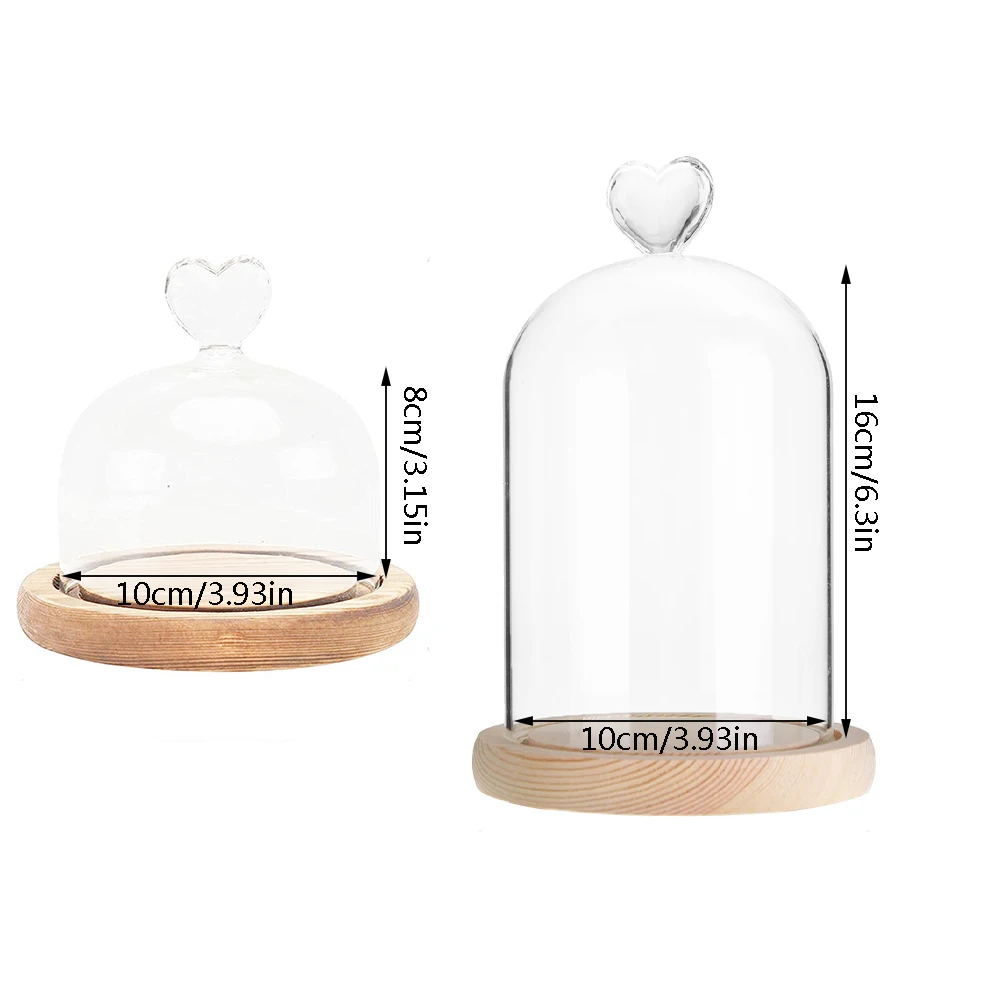 Glass Dome Bell Jar Cloche Display Jar With Wooden Base Dust Cover Home Decor Bedroom Desk Ornaments For Home Christmas Party