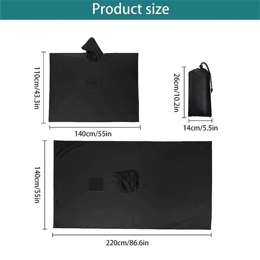 جديد 3 في 1 معطف واق من المطر في الهواء الطلق مقنعين كم مقاوم للماء معطف واقي من المطر خفيفة الوزن المحمولة في الهواء الطلق ملابس ضد المطر المشي لمسافات طويلة السفر غطاء للمطر #5