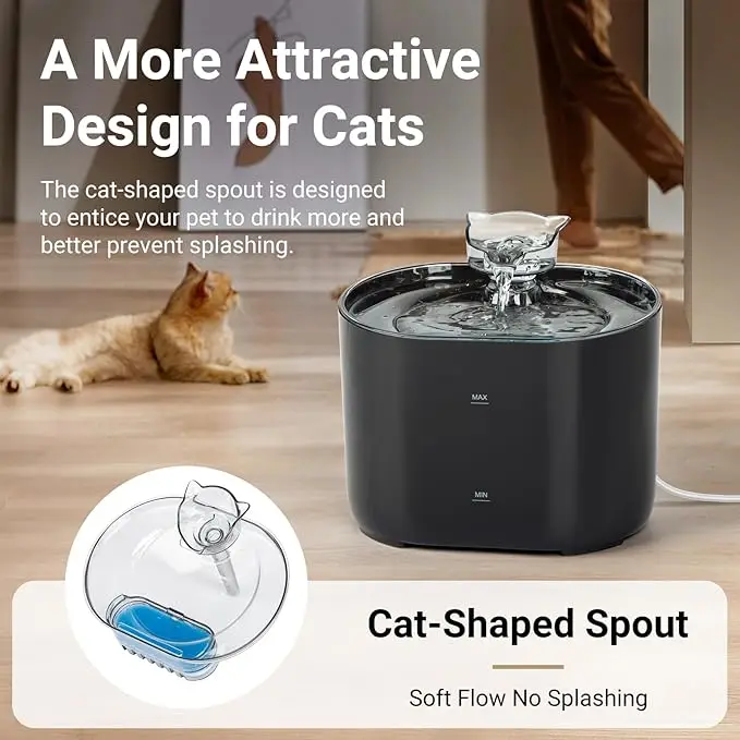 74,39 oz/2,2L, USB Elektrischer Geräuschloser Haustier-Trinknapf Automatischer Katzenbrunnen Wasserspender mit Filter Automatischer Katzenwasserspender – Detail 7