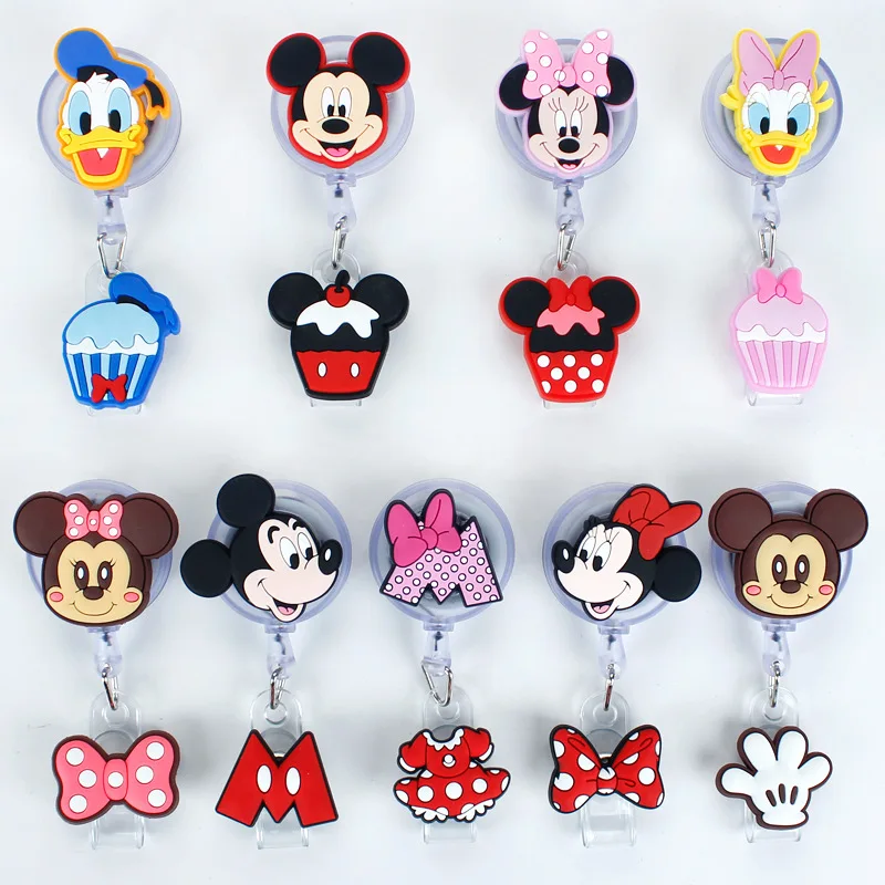 Mickey Minnie Donald Daisy For ID Card Holder Scalable Toggle Clip Employee Card Doctor Nurse Chest Card Student Bus Card Holder