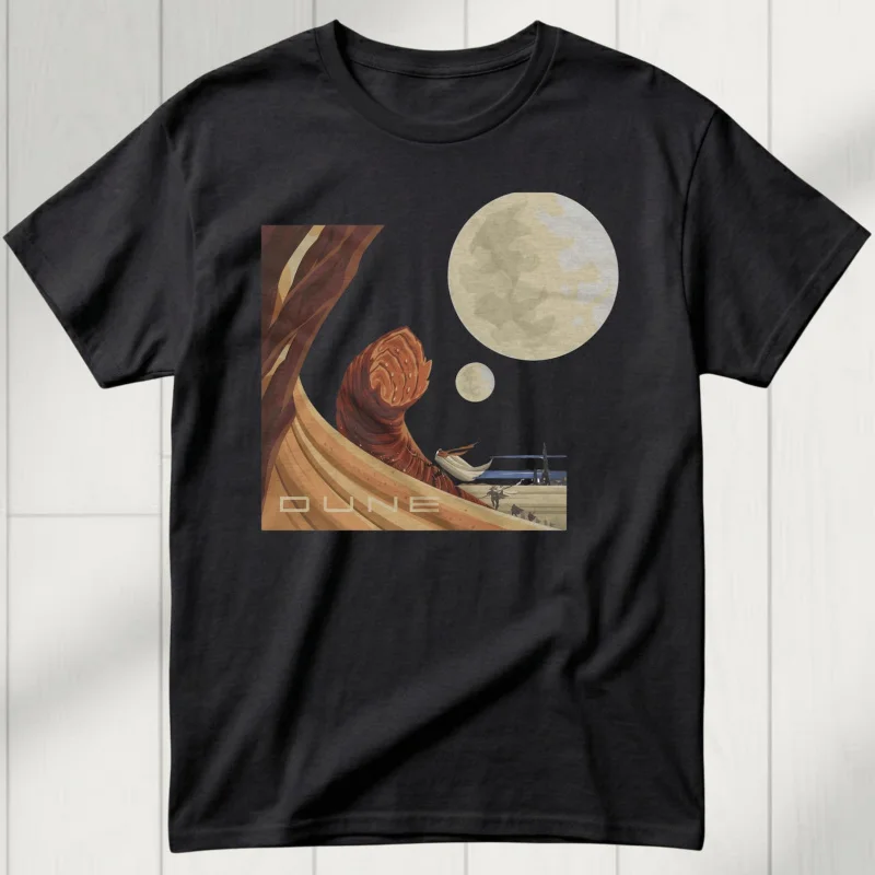 

Vintage Dune 1965 Adult T-Shirt for Sic-fi fans 100% cotton printed tee Short-sleeve Graphic clothes All size Tops S-6XL