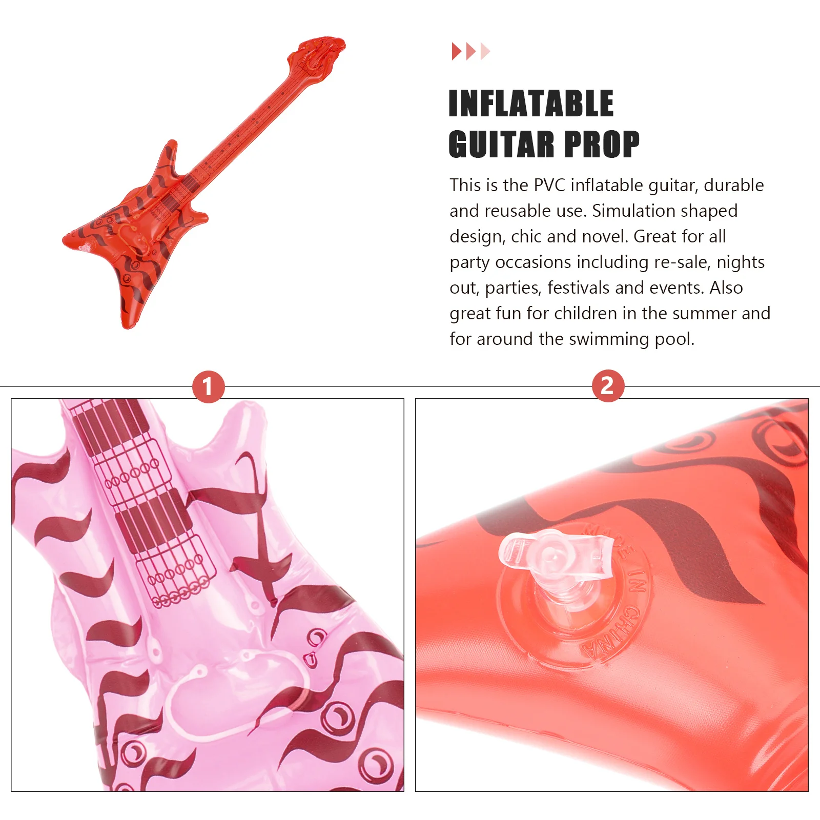 

Inflatable Rock Guitar Prop Compact Blow Up Guitar for Cosplay Disco Party Performance Decorative Inflatable Musical Decor