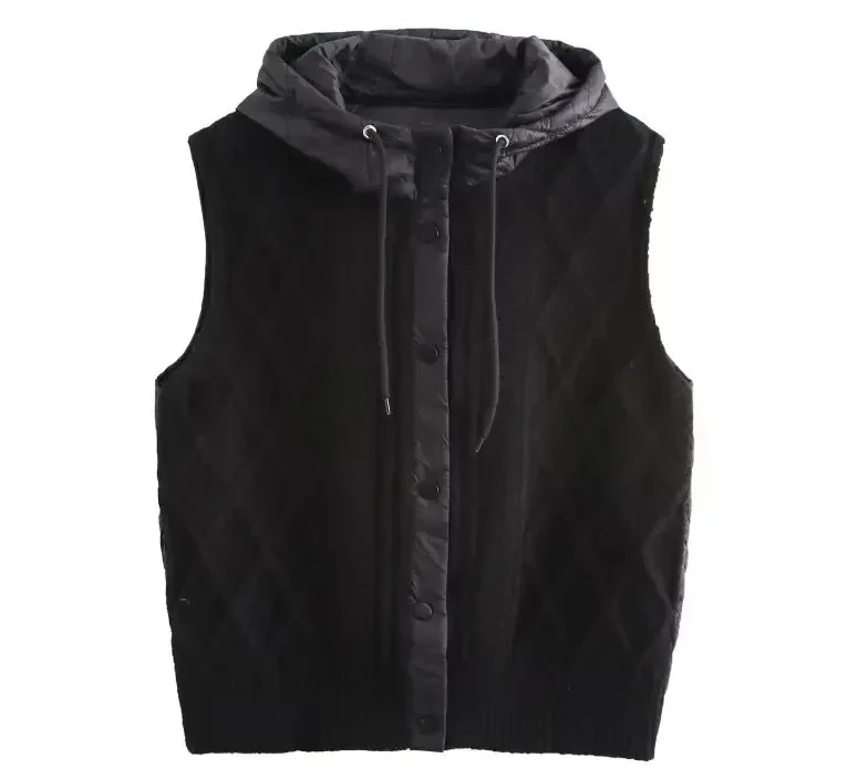 

Women Knit Vest Coat Outerwear Knitted Lady Fashion Sleeveless Waistcoat Tops Button