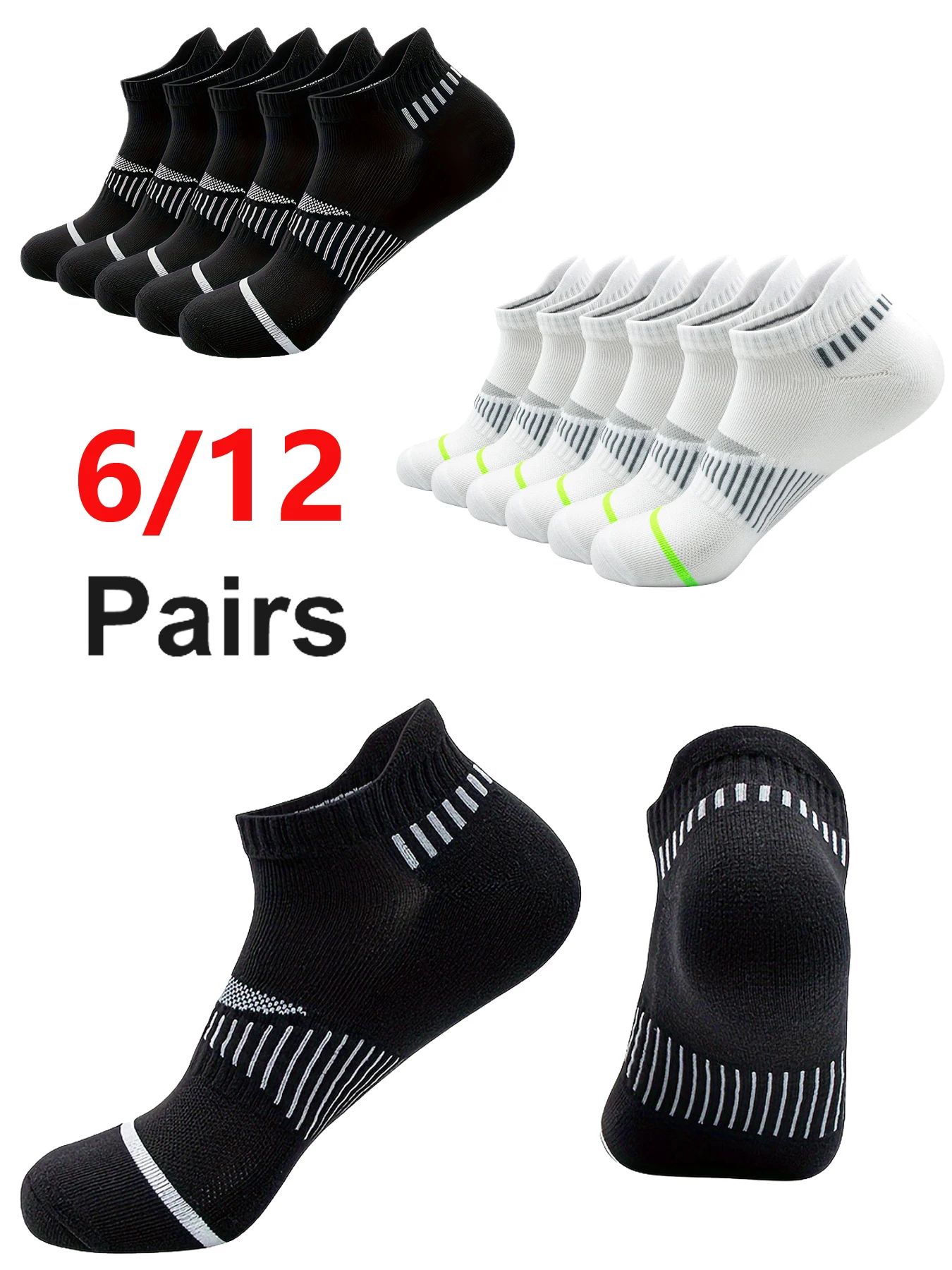 

Classic Crew White Men's Socks Unisex Sports Anti-slip Breathable for Running Basketball Outdoor Activities 6/12 Pairs per Order